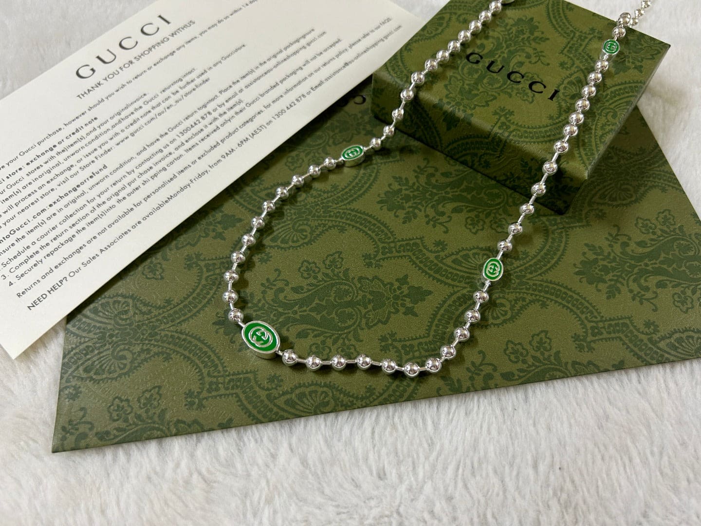 GG Interlocking G Green Necklace