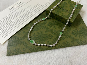 Double G Interlocking G Green Necklace