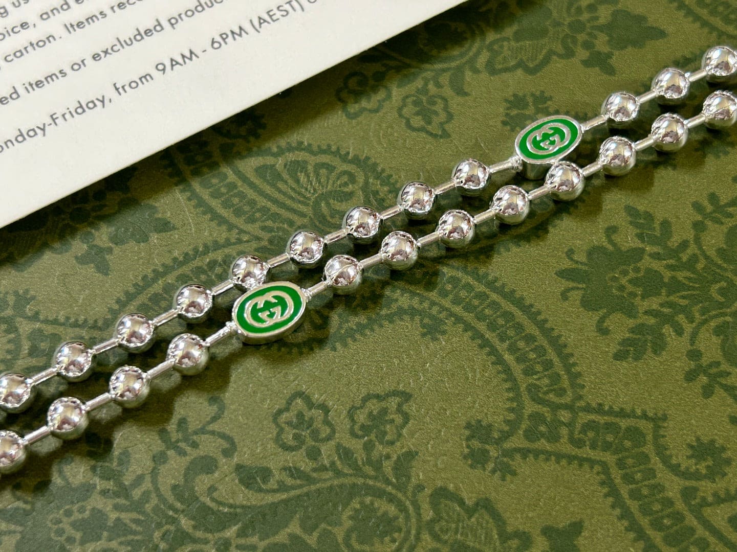 GG Interlocking G Green Necklace