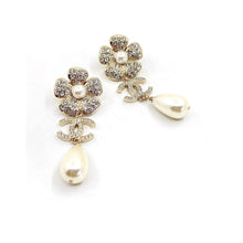 18k Chanel Pearl Flowers CC Earrings