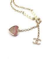 18K CC Pink Heart Diamonds Necklace