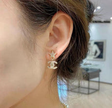 18K CC Star Diamond Earrings