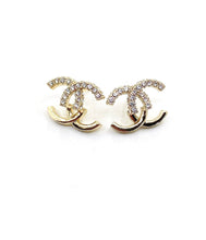 18K CC Half Diamond Earrings