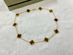 18K Vintage Alhambra Tiger Eye 10 Motifs Necklace