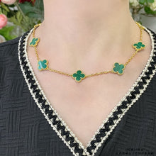 18K Vintage Alhambra Malachite 10 Motifs Necklace