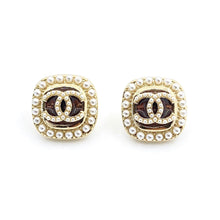 18k CHANEL CC Square Crystal Earrings