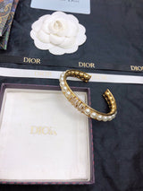 18K CD Pearl Open Cuff Bracelet