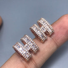 18K Pop H Diamonds Earrings
