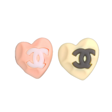 18k CHANEL CC Pink & Yellow Resin Earrings