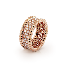 18K Van Cleef & Arpels Perlée Diamonds 3 Row Ring