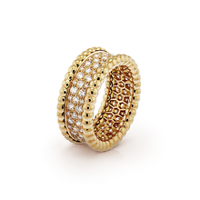 18K Van Cleef & Arpels Perlée Diamonds 3 Row Ring