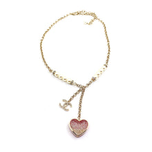 18K CHANEL CC Pink Heart Diamonds Necklace