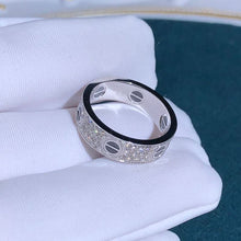 18K White Gold Love Diamonds Ceramic Ring