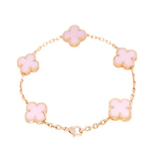 18K Van Cleef & Arpels Vintage Alhambra Five Motifs Pink Opal Bracelet