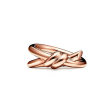 18K Rose Gold T Knot Double Row Ring