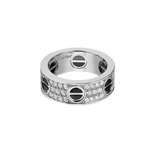 18K White Gold Cartier Love Diamonds Ceramic Ring