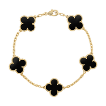 18K Van Cleef & Arpels Vintage Alhambra Five Motifs Black Bracelet