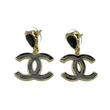 18k Chanel Classic Black CC Dangle Earrings