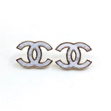 18k CHANEL CC Marble Earrings