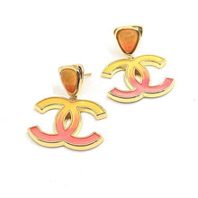 18k Chanel Classic Peach CC Dangle Earrings