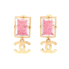 18k Chanel Crystal CC Drop Pink Earrings