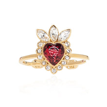 18K Gucci Double G Crystal Heart Ring