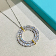 18K T Edge Circle Diamond Pendant Necklace