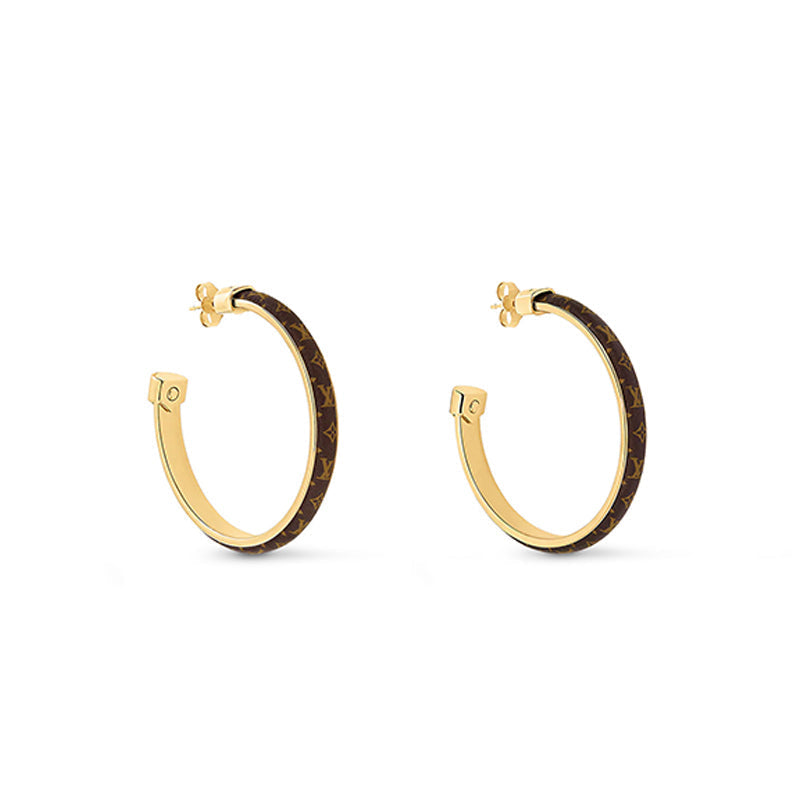 18K Louis Monogram Hoop Earrings