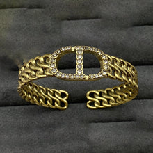 18K Dior CD Open Cuff Diamond Bracelet