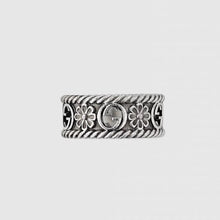 Double G Aged Sterling Silver Interlocking G Flower Ring