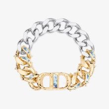 18K Dior CD Icon Chain Link Blue White Resin Bracelet