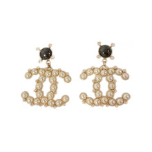 18K CHANEL Pearl CC Pendant Earrings