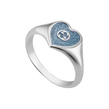 Gucci Interlocking G Blue Enamel Heart Ring