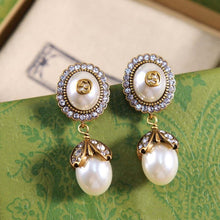 18K Double G Flower Pearl Earrings