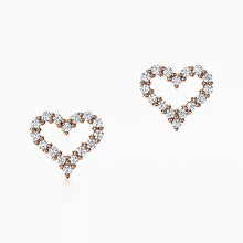 18K T Heart Diamonds Rose Gold Earrings