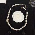 18K CC Bow Diamond Pearl Necklace