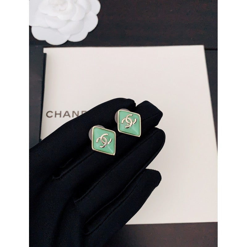 18K CC Green Earrings