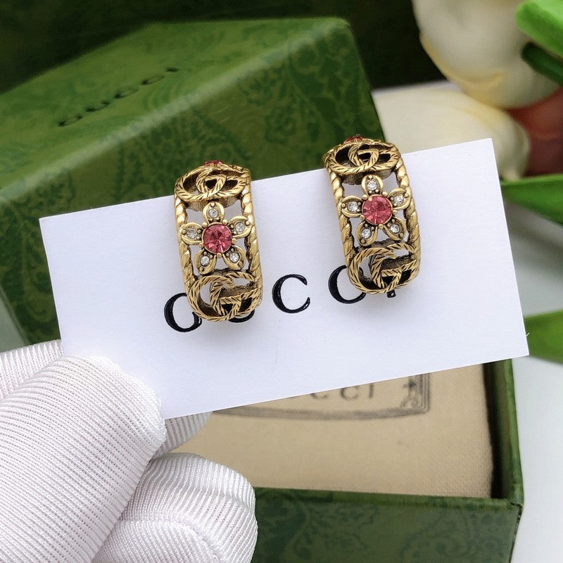 18K GG Pink Crystal Earrings