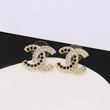 18K CC Crystal Leather Earrings