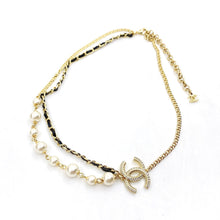 18K CHANEL CC Pearls & Leather Necklace