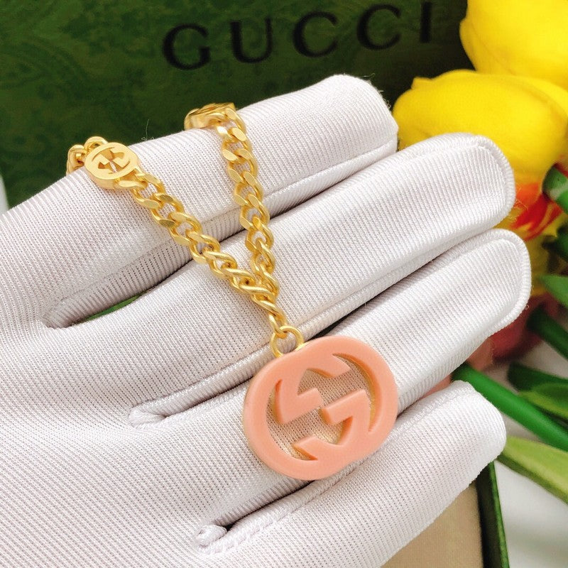 18K GG Interlocking G Pink Pendant Necklace