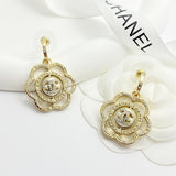 18K CC Camellia Gold Earrings