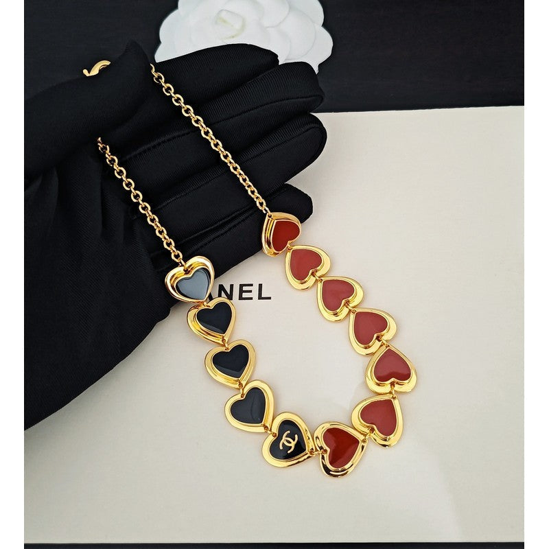 18K CC Black & Red Gold Chain Necklace