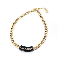 18K CHANEL Black Logo Chain Necklace