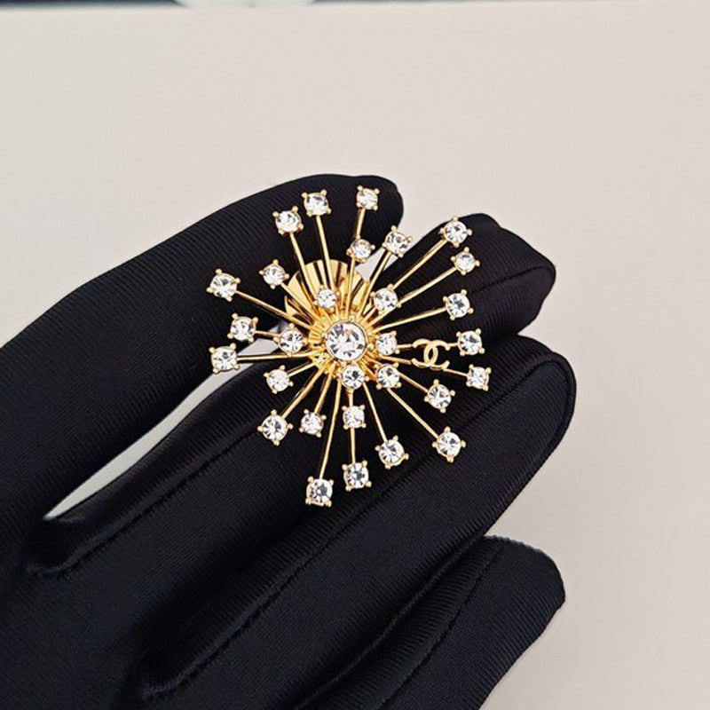 18K CC Sun Flower Diamond Brooch