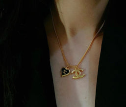 18K CC Black Heart Necklace