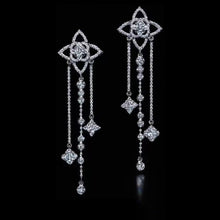 18K Louis Diamond Flowers Long Earrings