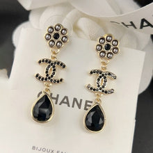 18K CHANEL CC Black Crystal Earrings