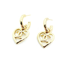 18k CHANEL CC Heart Pendant Earrings