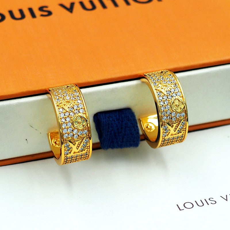 18K Louis Pave Diamond Hoop Earrings
